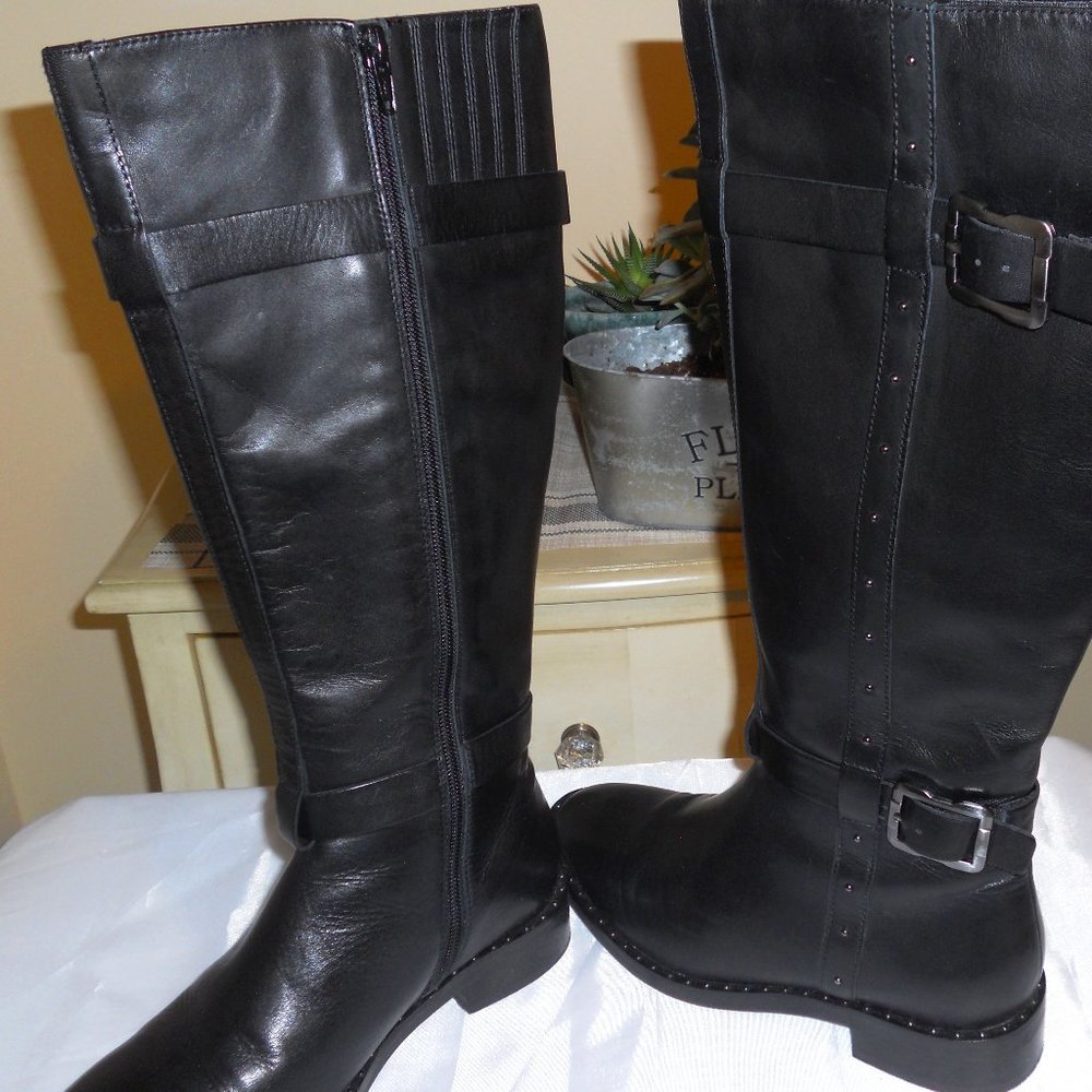 Diba 6 Tall Black Leather Riding Boots "Rider" Gem